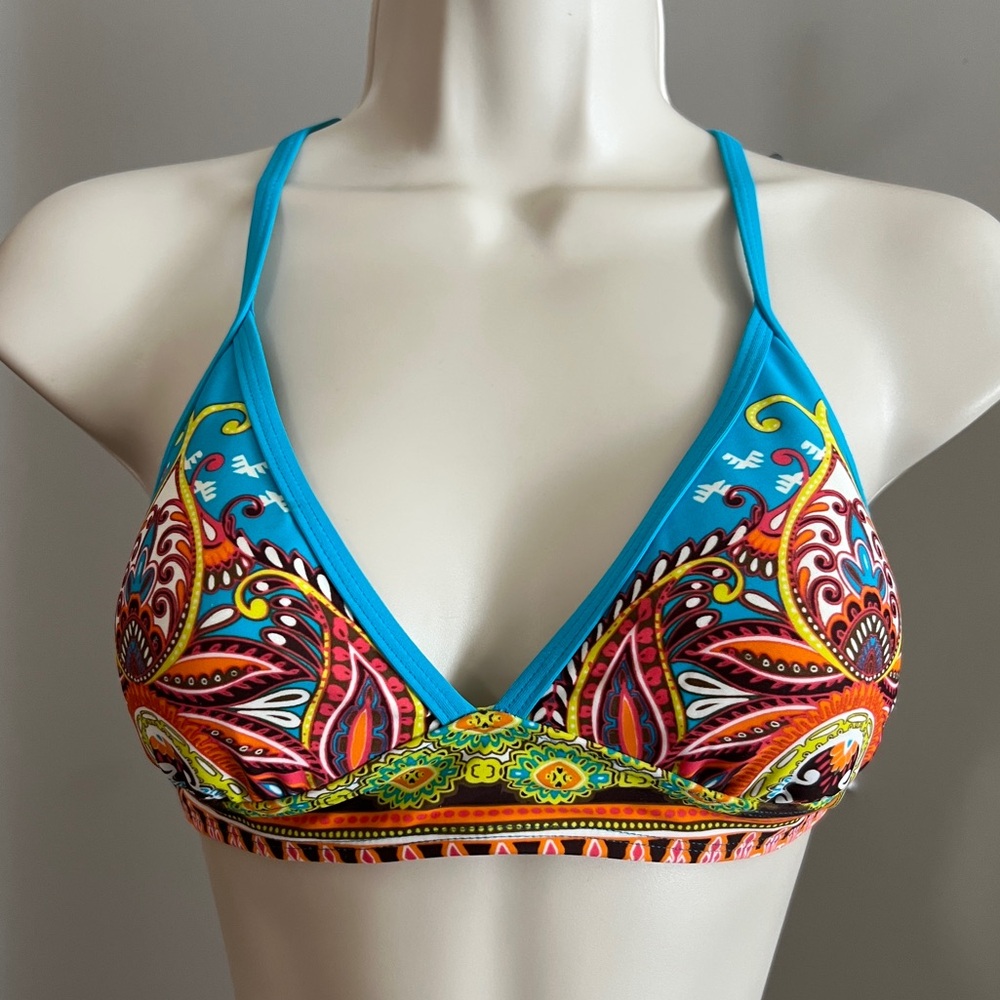 Athleta Blue Paisley Triangle Bikini Top XS